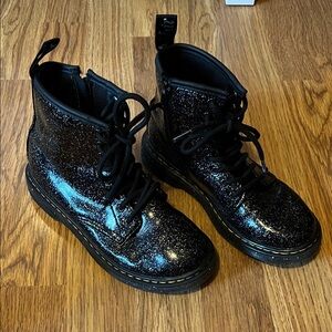Dr. Martens Black Glitter Kids Boots